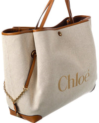 Chloé Chloé Clover Double Carry Canvas & Leather Tote