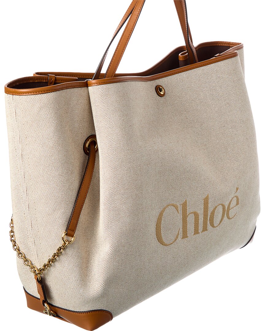 Chloé Chloé Clover Double Carry Canvas & Leather Tote