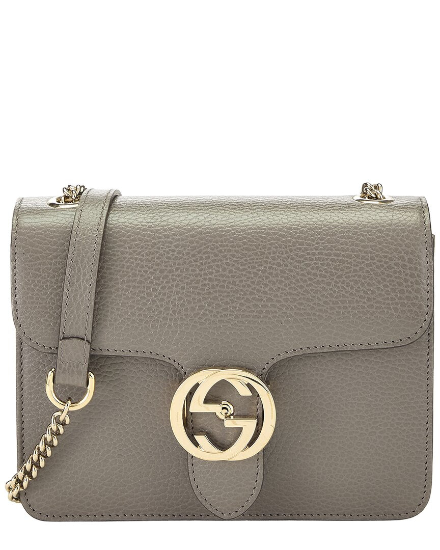 Gucci Gucci Grey Leather Interlocking Crossbody (Authentic Pre-Loved)