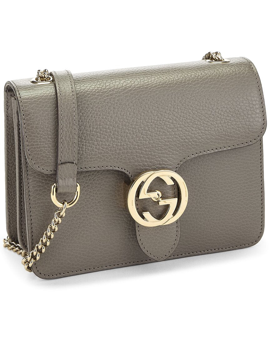 Gucci Gucci Grey Leather Interlocking Crossbody (Authentic Pre-Loved)