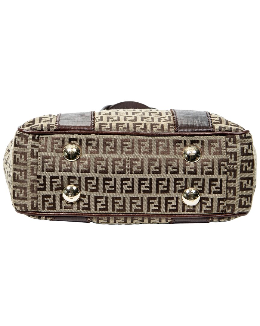 FENDI Fendi Brown & Beige Zucchino Canvas Medium Open Tote (Authentic Pre-Loved)