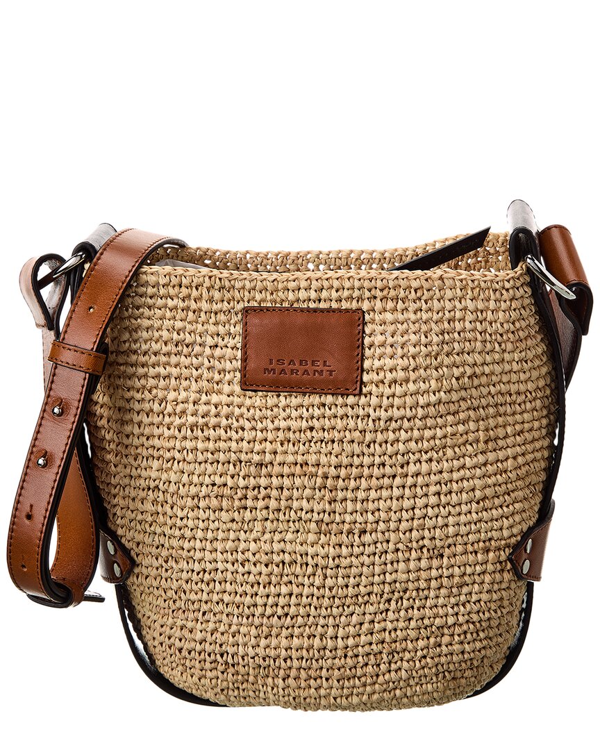 Isabel Marant Bayia Raffia & Leather Shoulder Bag