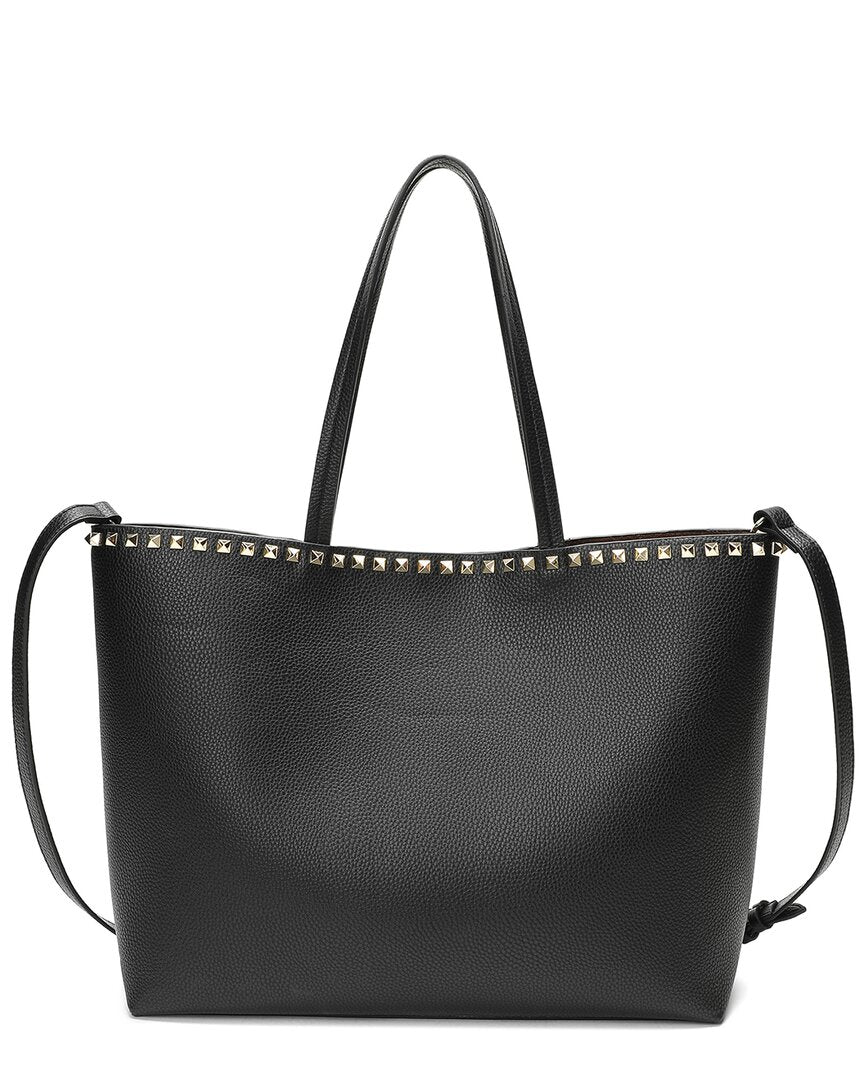 Tiffany & Fred Paris Top-Grained Leather Tote ONE SIZE Black