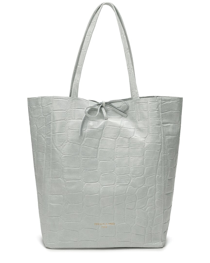 Tiffany & Fred Paris Croc-Embossed Leather Tote ONE SIZE White