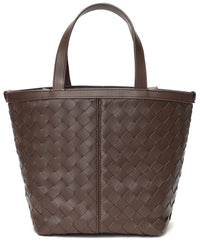 Tiffany & Fred Paris Woven Leather Top Handle Shoulder Bag Dark Brown ONE SIZE