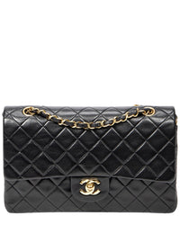 Chanel Chanel Black Quilted Lambskin Leather Classic Double Flap (Authentic Pre-Loved)
