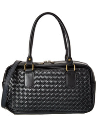 Persaman New York Chloe Woven Leather Shoulder Bag, Black