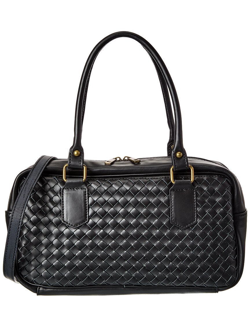 Persaman New York Chloe Woven Leather Shoulder Bag, Black