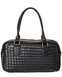 Persaman New York Chloe Woven Leather Shoulder Bag, Black