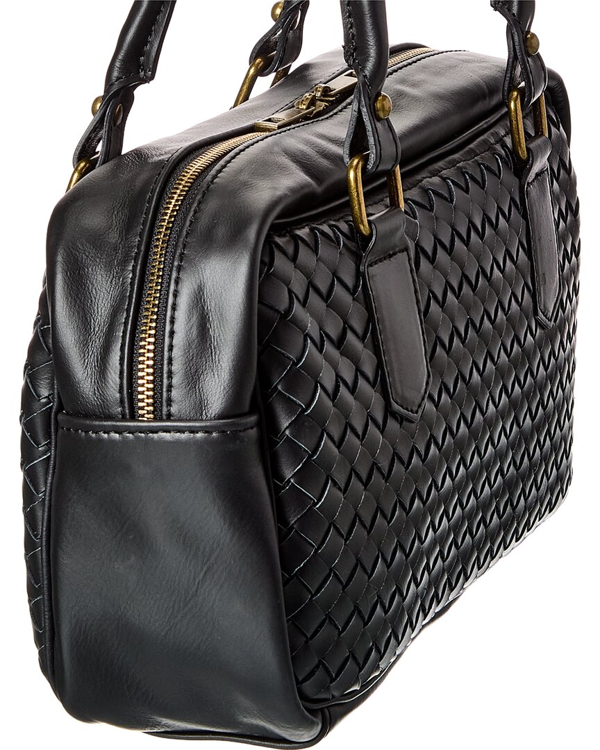 Persaman New York Chloe Woven Leather Shoulder Bag, Black