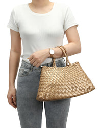Tiffany & Fred Paris Tiffany & Fred Paris Hand-Woven Leather Tote