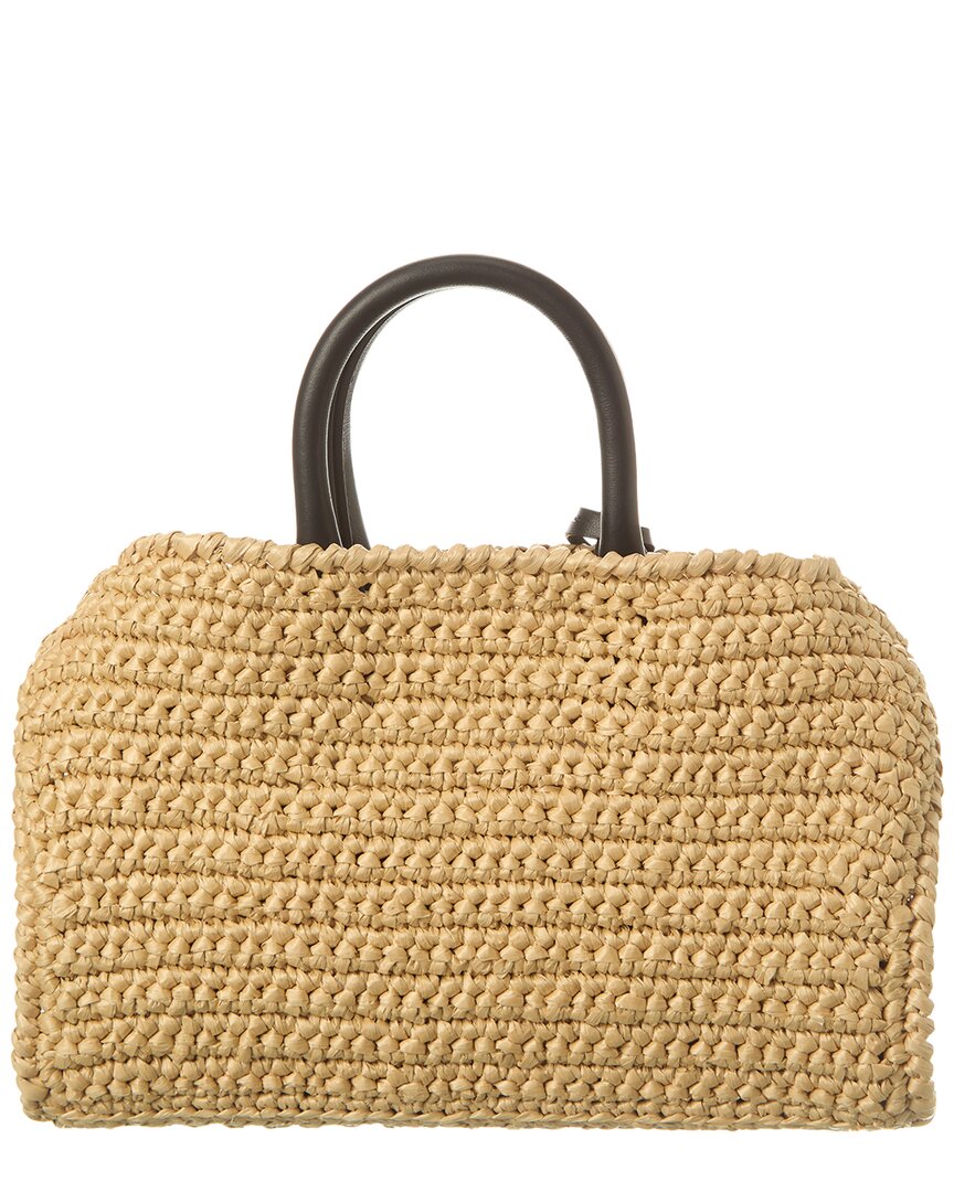 Ferragamo Ferragamo Hug Mini Leather-Trim Shoulder Bag, Beige
