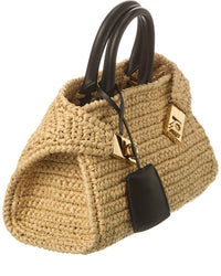 Ferragamo Ferragamo Hug Mini Leather-Trim Shoulder Bag, Beige