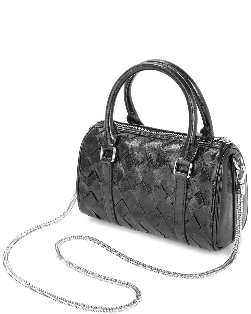 Tiffany & Fred Paris Hand-Woven Leather Bowling Bag