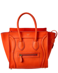 Celine Orange Leather Micro Luggage Tote (Authentic Pre-Loved)