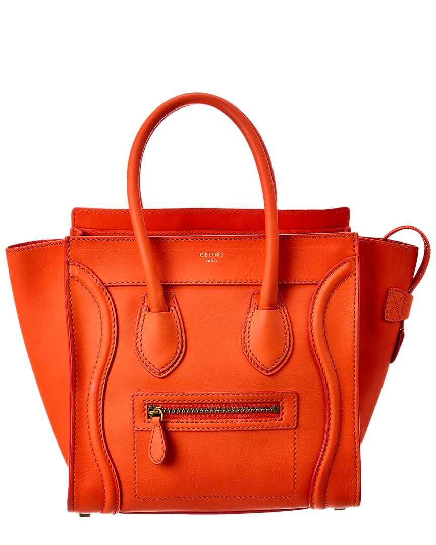 Celine Orange Leather Micro Luggage Tote (Authentic Pre-Loved)