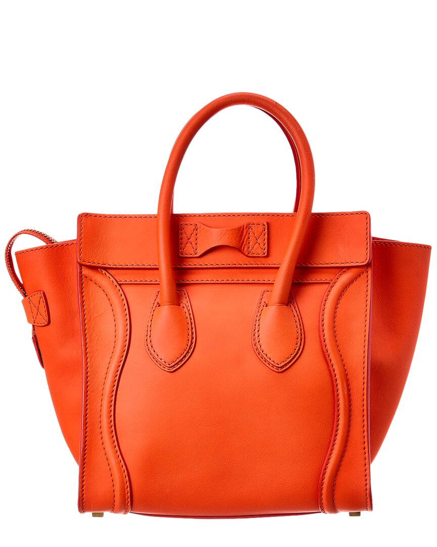 Celine Orange Leather Micro Luggage Tote (Authentic Pre-Loved)