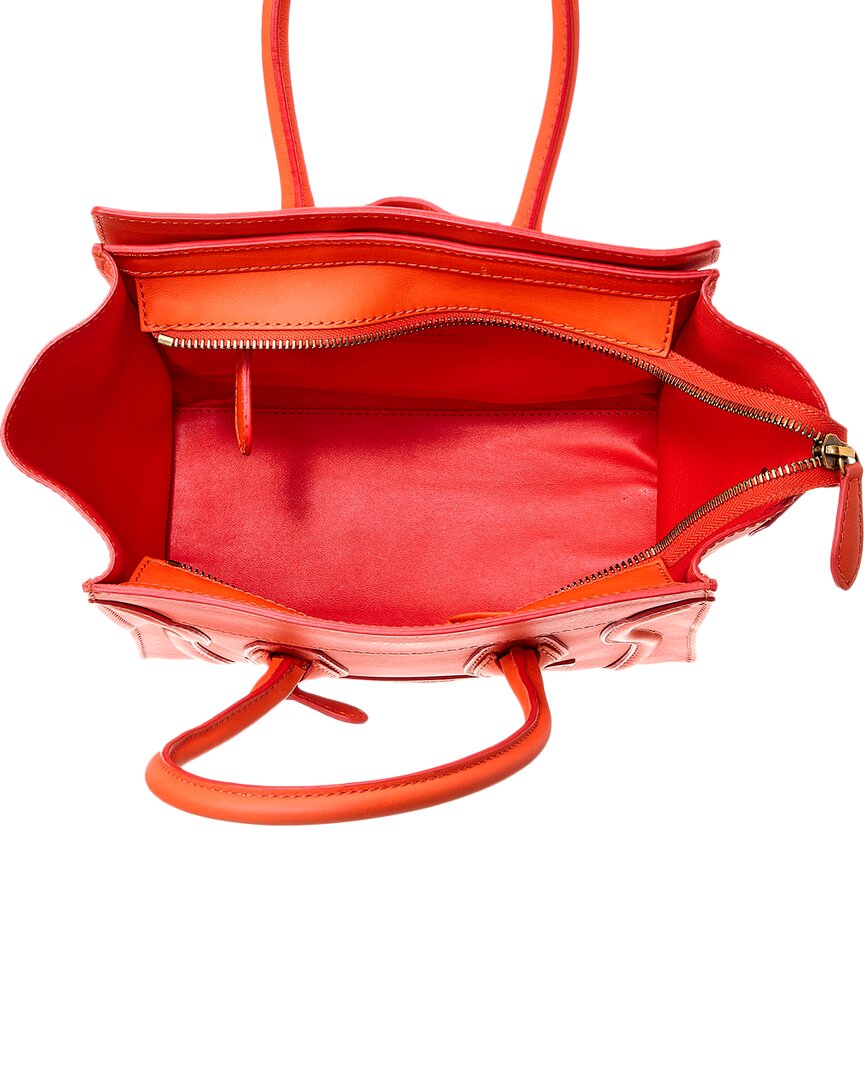 Celine Orange Leather Micro Luggage Tote (Authentic Pre-Loved)