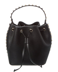 Valentino Rockstud Grainy Leather Bucket Bag (Authentic Pre-Owned) Black ONE SIZE