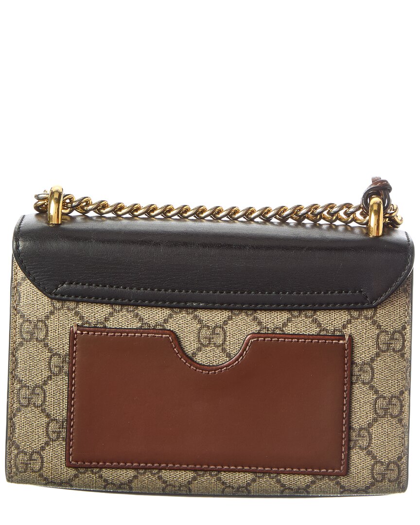 Gucci Beige Black Cuir Gg Supreme Monogram Calfskin Leather Small Padlock
