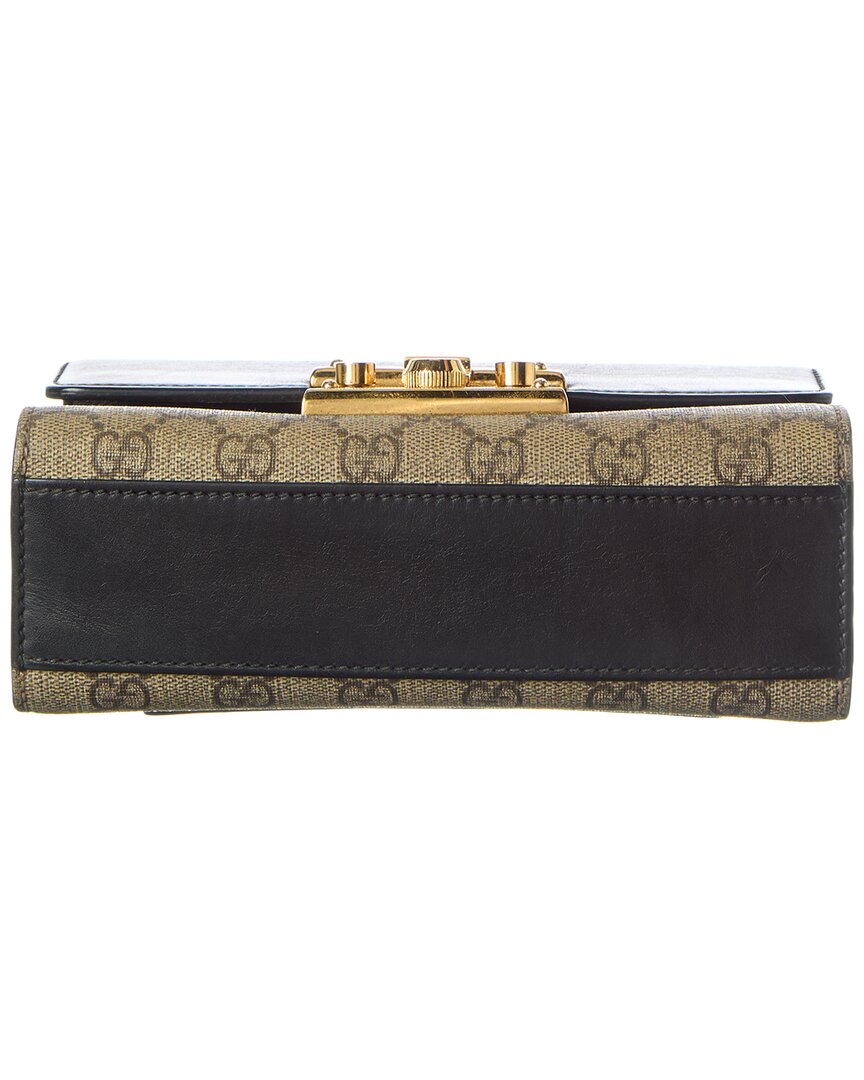 Gucci Beige Black Cuir Gg Supreme Monogram Calfskin Leather Small Padlock