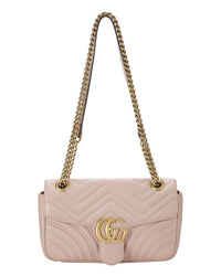 Gucci Gucci Pink Leather Gg Marmont Matelasse Shoulder Small (Authentic Pre-Loved)