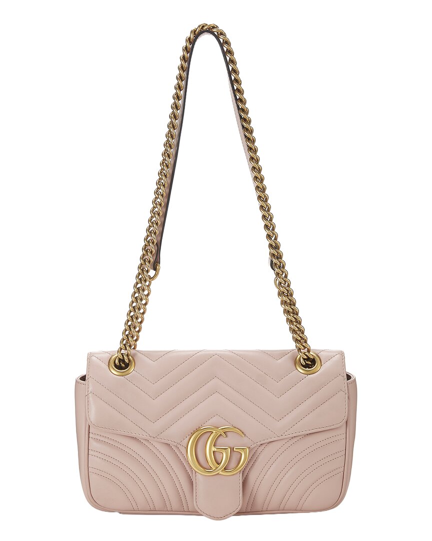 Gucci Gucci Pink Leather Gg Marmont Matelasse Shoulder Small (Authentic Pre-Loved)