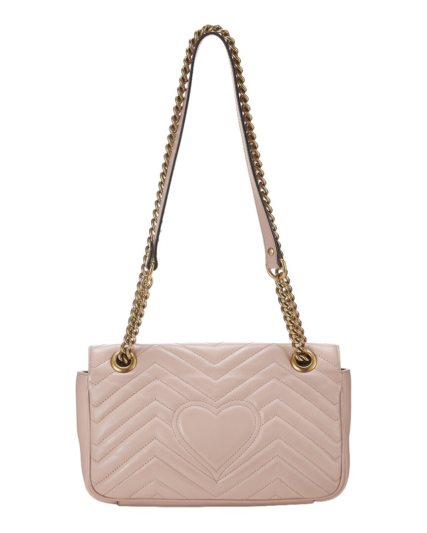 Gucci Gucci Pink Leather Gg Marmont Matelasse Shoulder Small (Authentic Pre-Loved)