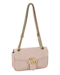 Gucci Gucci Pink Leather Gg Marmont Matelasse Shoulder Small (Authentic Pre-Loved)
