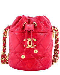 Chanel Chanel Pink Caviar Quilted Leather Twist Your Buttons Drawstring Bucket, Never