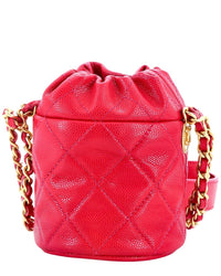 Chanel Chanel Pink Caviar Quilted Leather Twist Your Buttons Drawstring Bucket, Never