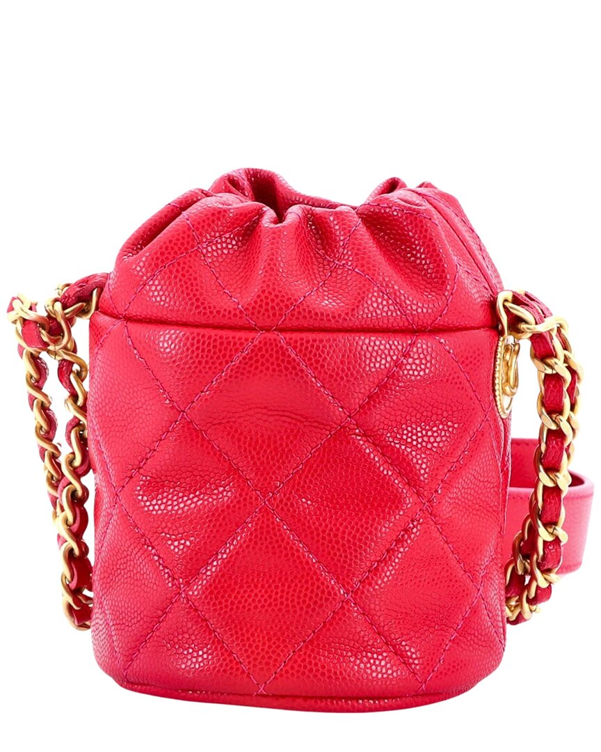 Chanel Chanel Pink Caviar Quilted Leather Twist Your Buttons Drawstring Bucket, Never