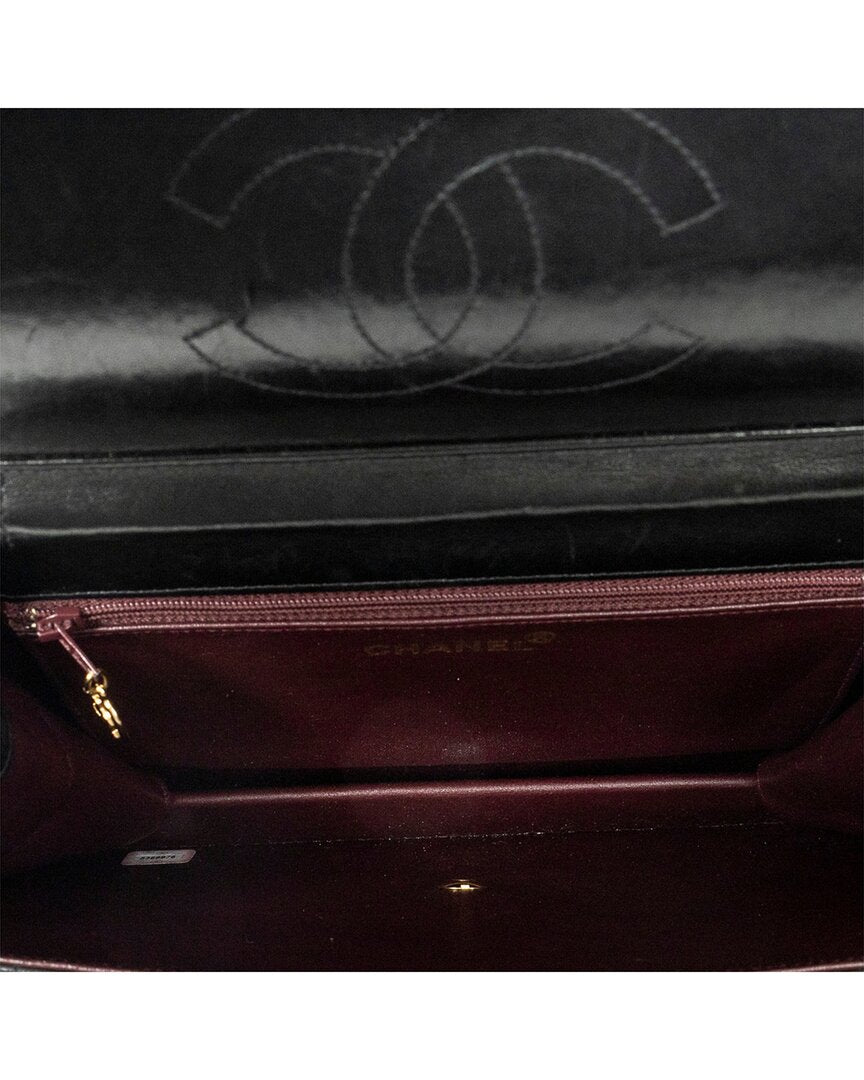 Chanel Chanel Black Quilted Lambskin Leather Vintage Push Lock Straight Flap (Authentic