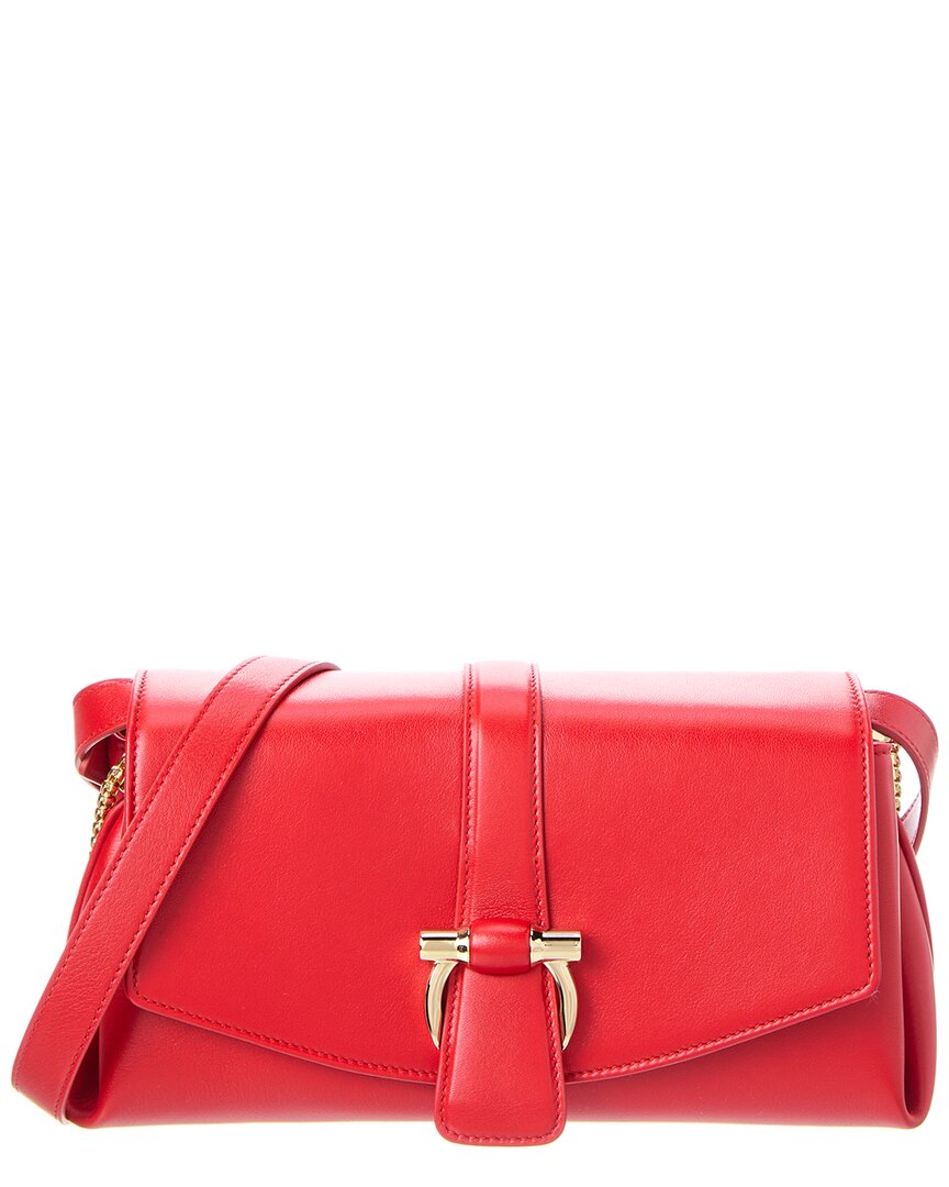 Ferragamo Front Flap Small Leather Shoulder Bag ONE SIZE Red