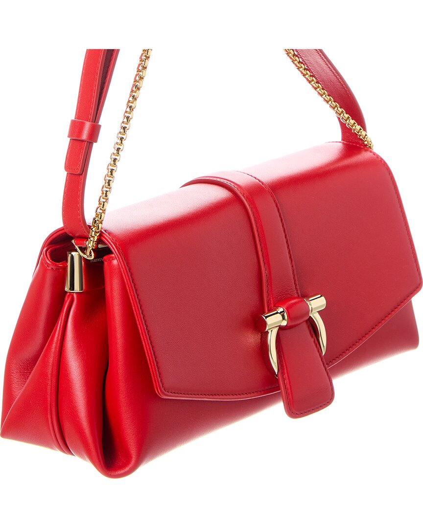 Ferragamo Front Flap Small Leather Shoulder Bag
