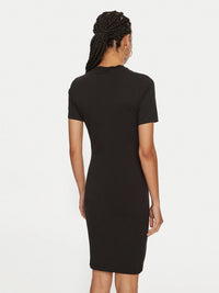 ersace Jeans Couture Black Fitted Logo Dress with Gold Baroque Print