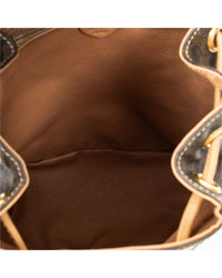 CELINE Celine Brown & Tan Macadam Coated Canvas Small Flap Drawstring Backpack