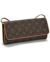 Louis Vuitton Louis Vuitton Brown Monogram Coated Canvas & Vachetta Leather Pochette Twin