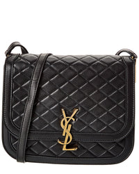 Saint Laurent Solferino Medium Quilted Leather Shoulder Bag ONE SIZE Black