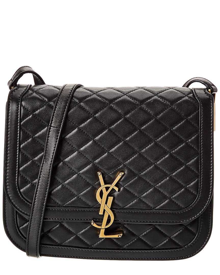 Saint Laurent Solferino Medium Quilted Leather Shoulder Bag ONE SIZE Black