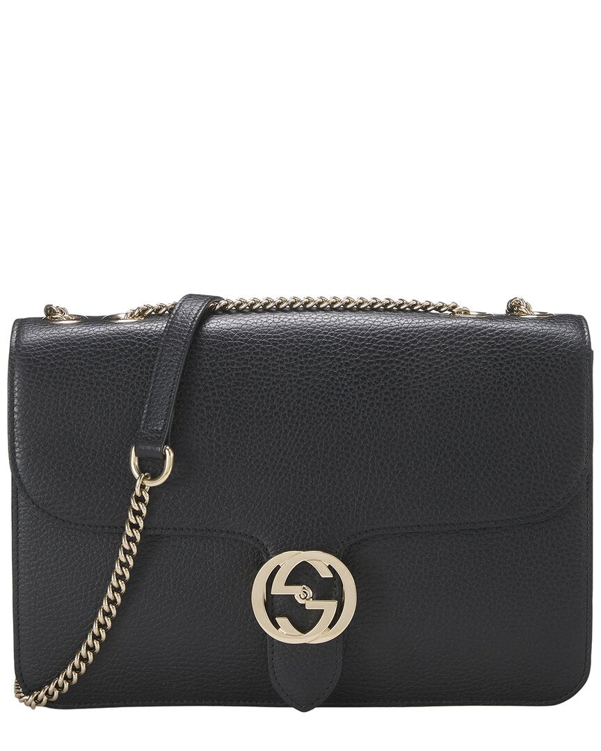 Gucci Gucci Black Leather Interlocking Crossbody Large (Authentic Pre-Loved)