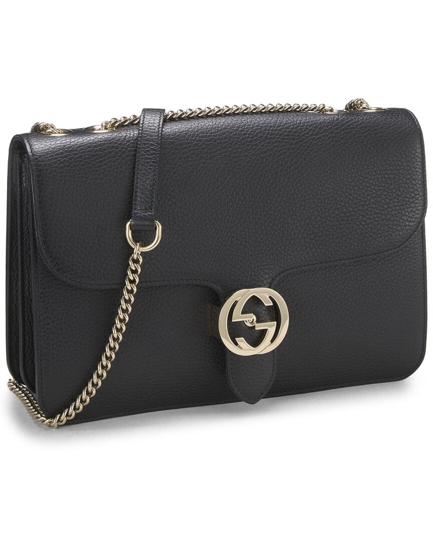 Gucci Gucci Black Leather Interlocking Crossbody Large (Authentic Pre-Loved)