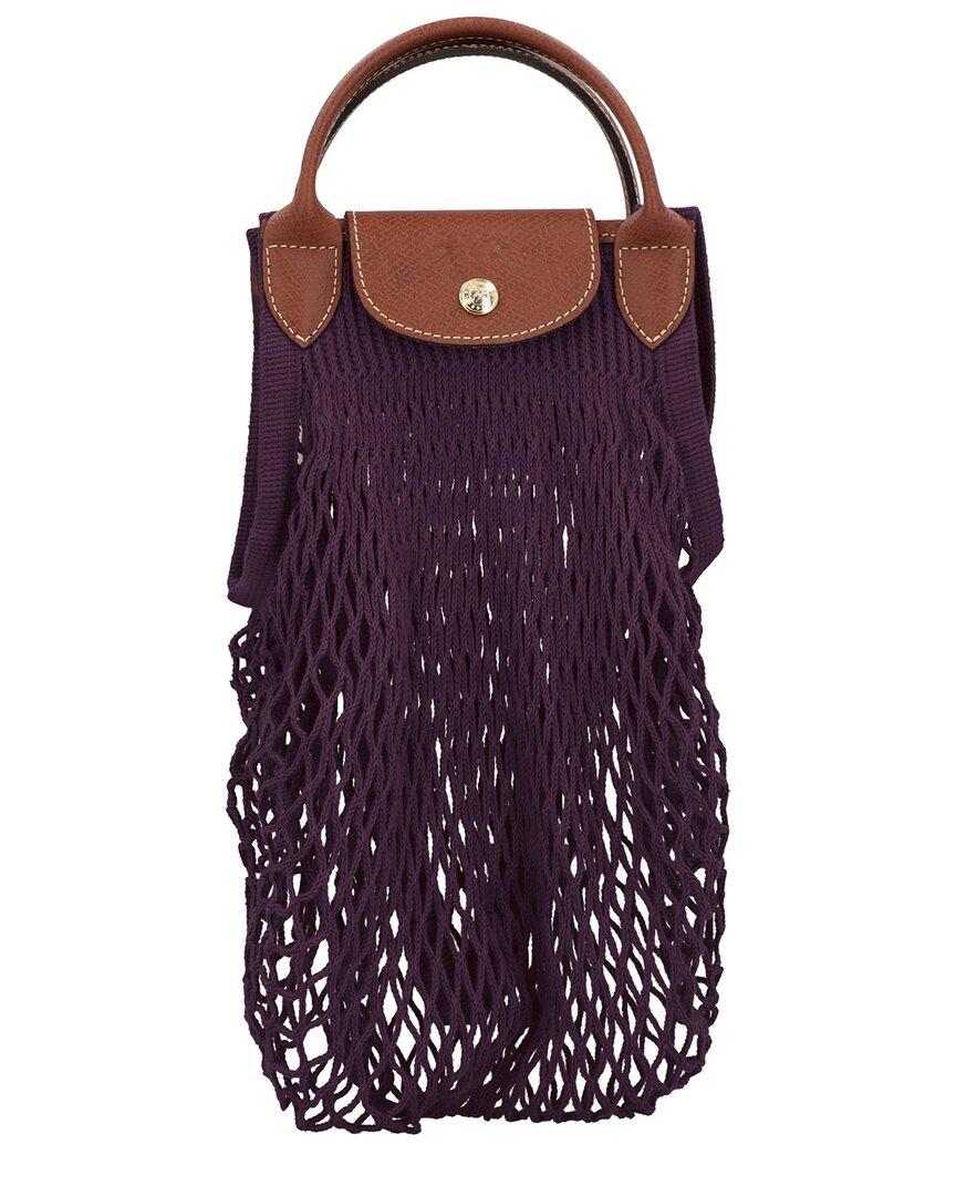 Longchamp Le Pliage Filet Large Mesh Handle Bag With Strap ONE SIZE Purple