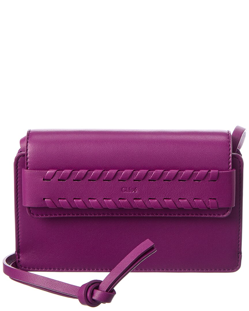 Chloé Mony Leather Shoulder Bag Purple ONE SIZE