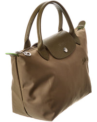 Longchamp Le Pliage Green Small Canvas Short Handle Handbag