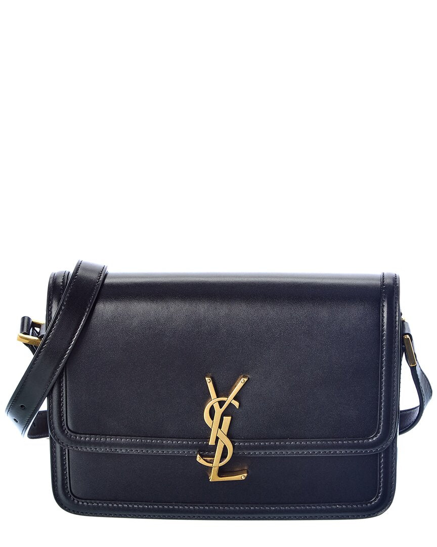 Saint Laurent Solferino Medium Leather Shoulder Bag ONE SIZE Black