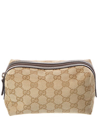 Gucci Gucci Brown Canvas & Leather Pouch (Authentic Pre-Loved)