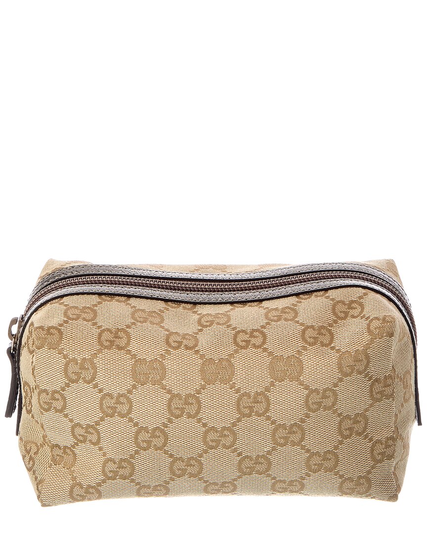 Gucci Gucci Brown Canvas & Leather Pouch (Authentic Pre-Loved)