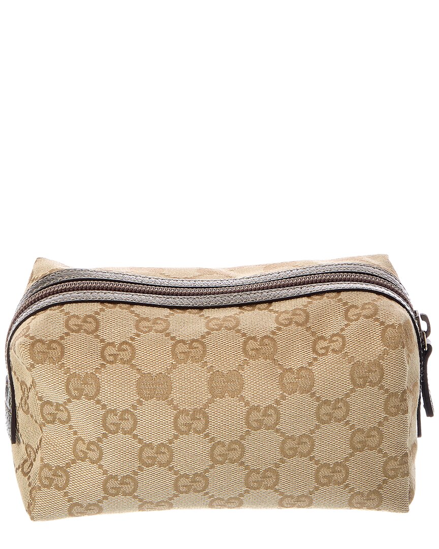 Gucci Gucci Brown Canvas & Leather Pouch (Authentic Pre-Loved)