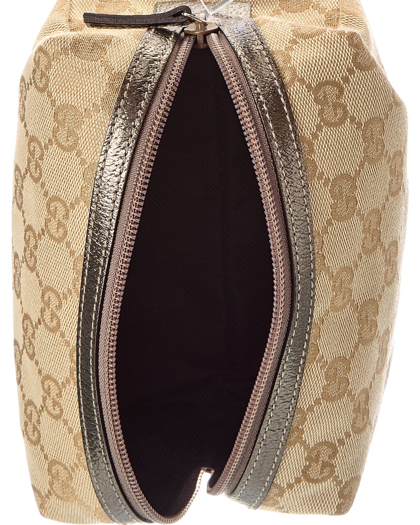 Gucci Gucci Brown Canvas & Leather Pouch (Authentic Pre-Loved)